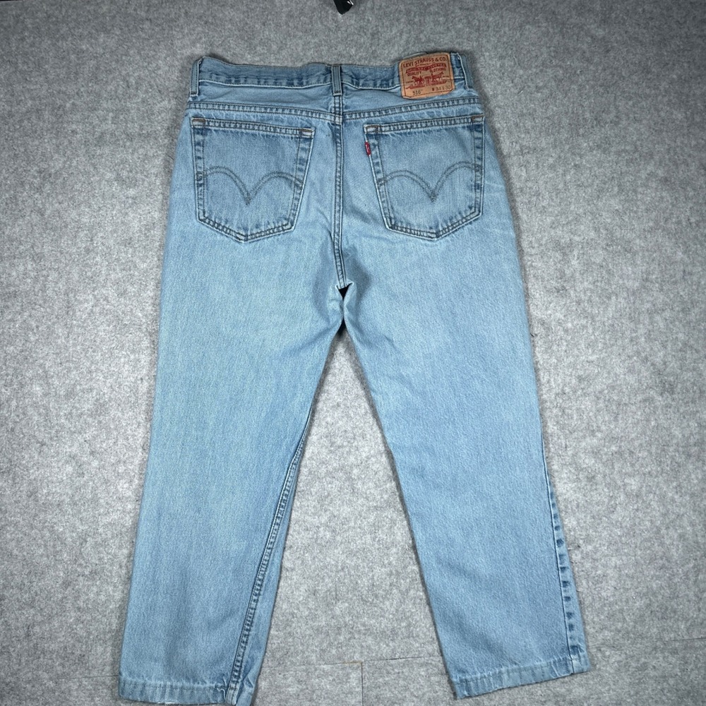 Levi's denim jeans mens 34x30 Light Blue 516 Slim Fit Casual Workwear - Picture 13 of 16